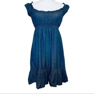 𝅺ANN Taylor Loft Jean Cap Sleeve Peasant Dress